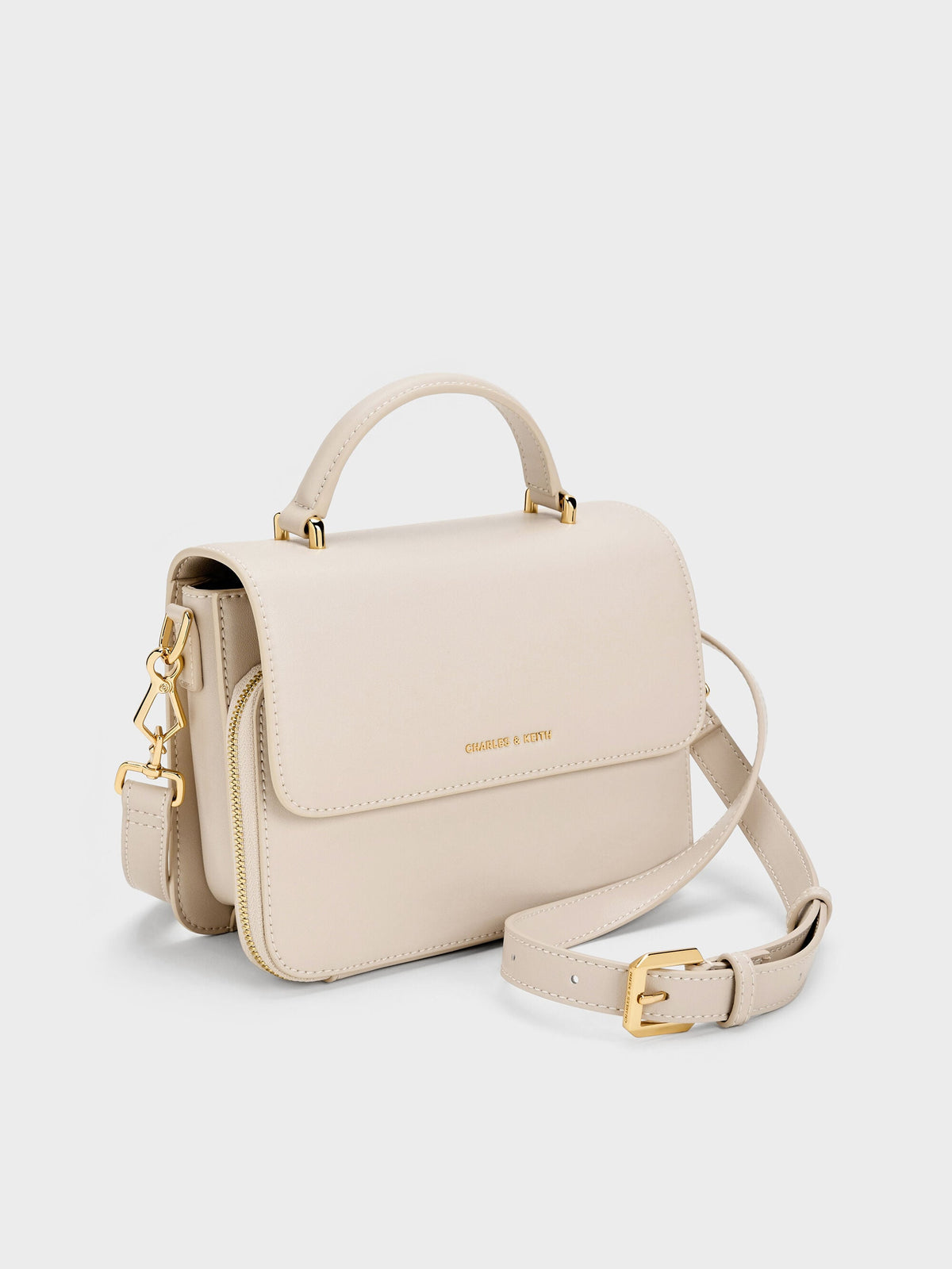 CHARLES & KEITH Special Offer | Octavia Front Flap Top Handle Bag - Ivory