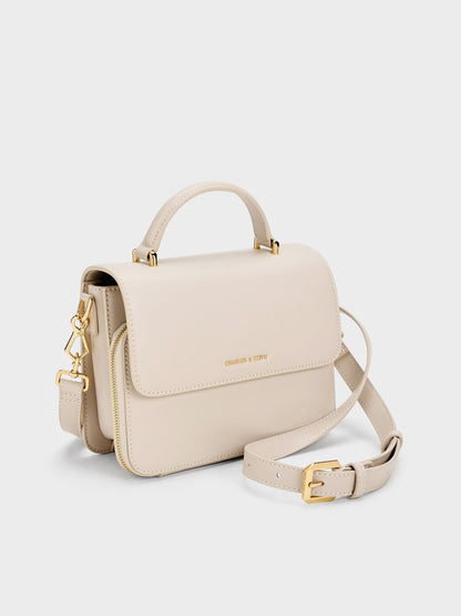 CHARLES & KEITH Special Offer | Octavia Front Flap Top Handle Bag - Ivory
