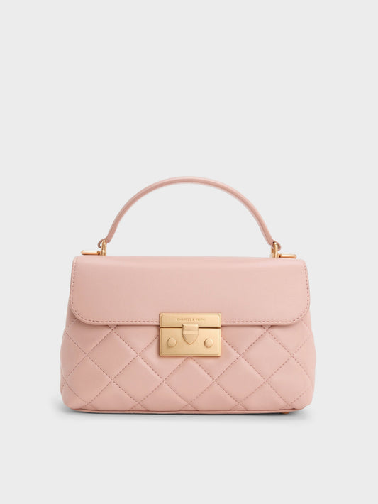 CHARLES & KEITH Hot Sale | Alva Quilted Top Handle Bag - Light Pink