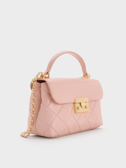 CHARLES & KEITH Hot Sale | Alva Quilted Top Handle Bag - Light Pink