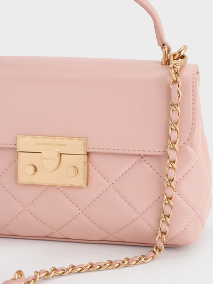 CHARLES & KEITH Hot Sale | Alva Quilted Top Handle Bag - Light Pink