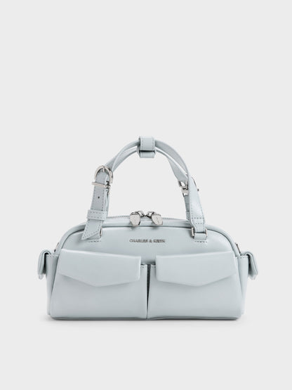 CHARLES & KEITH Classic | Rachel Multi-Pocket Bowling Bag - Sea Salt Blue