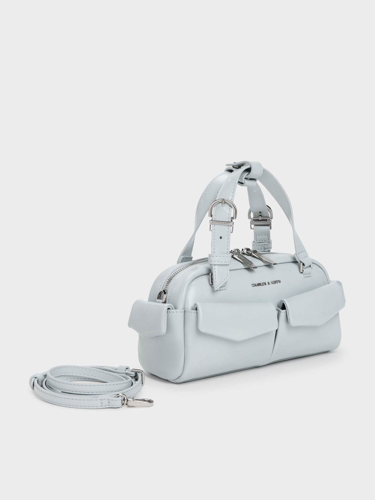 CHARLES & KEITH Classic | Rachel Multi-Pocket Bowling Bag - Sea Salt Blue