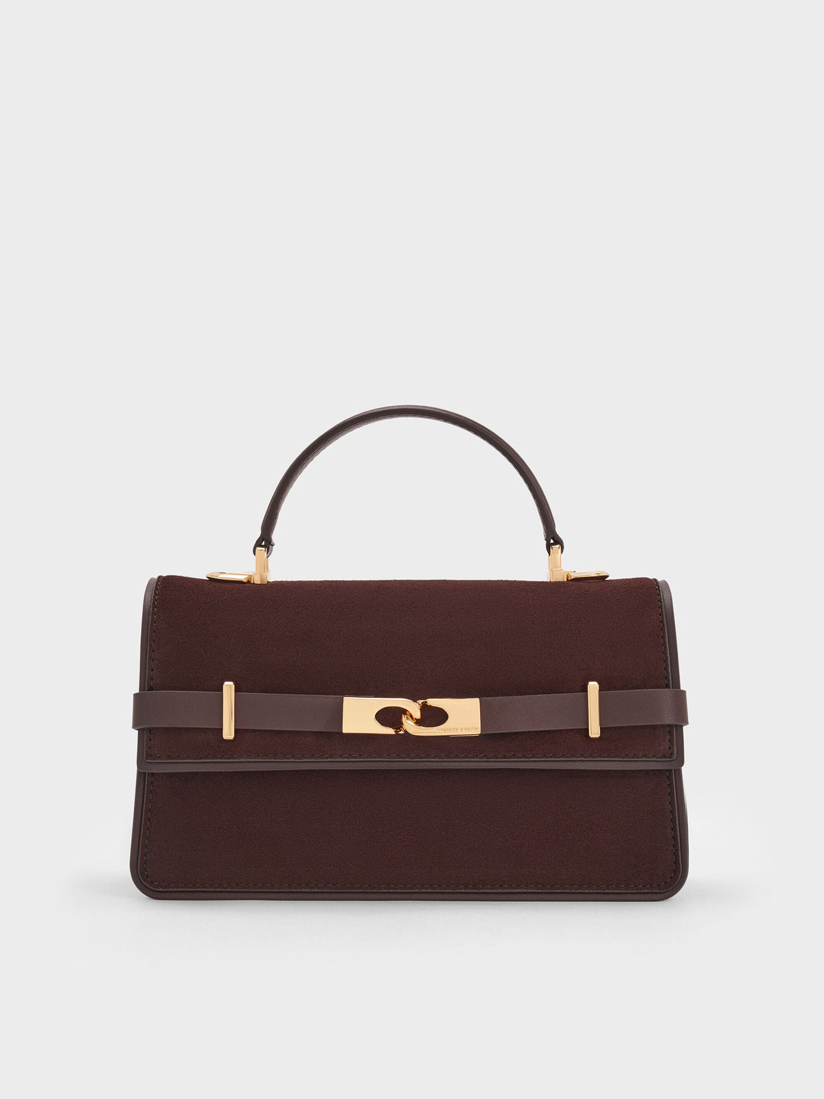 CHARLES & KEITH Exclusive | Arlet Belted Top Handle Bag - Espresso Brown