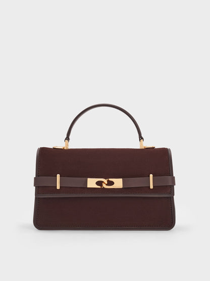 CHARLES & KEITH Exclusive | Arlet Belted Top Handle Bag - Espresso Brown