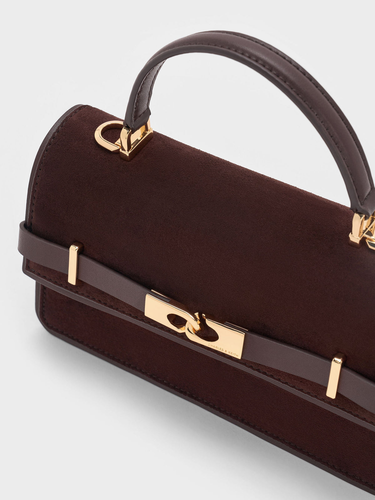 CHARLES & KEITH Exclusive | Arlet Belted Top Handle Bag - Espresso Brown