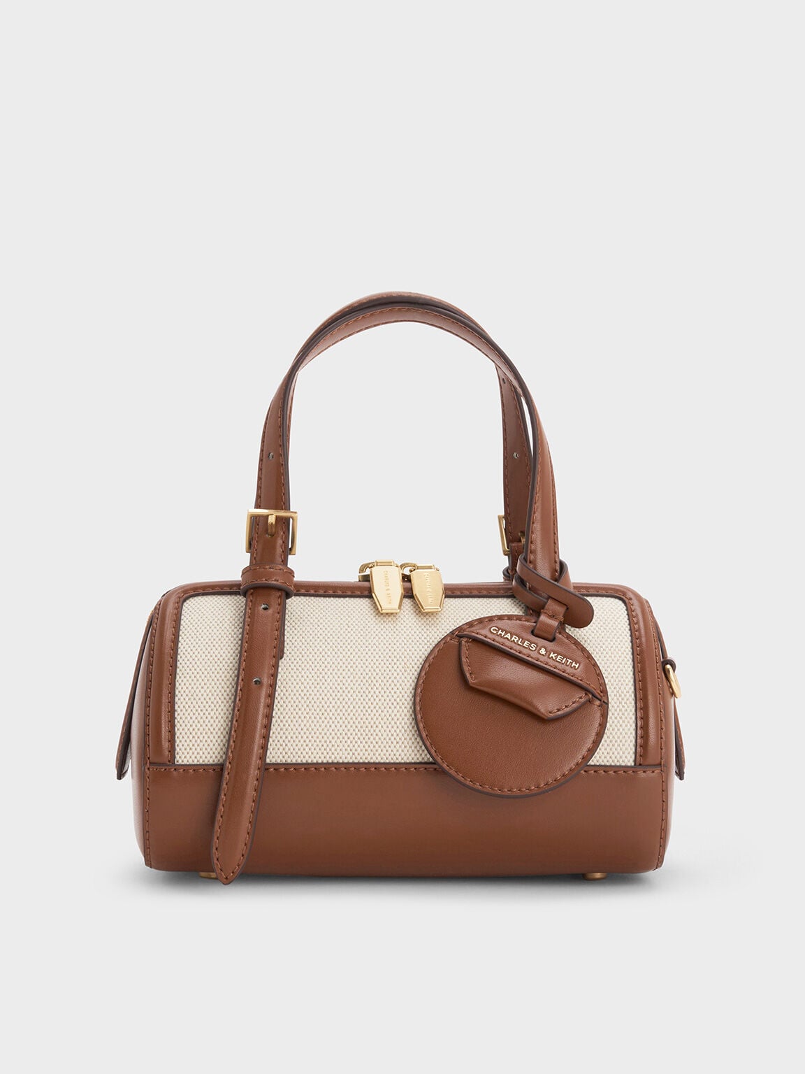 CHARLES & KEITH Exclusive | Enola Canvas Bowling Bag - Chocolate