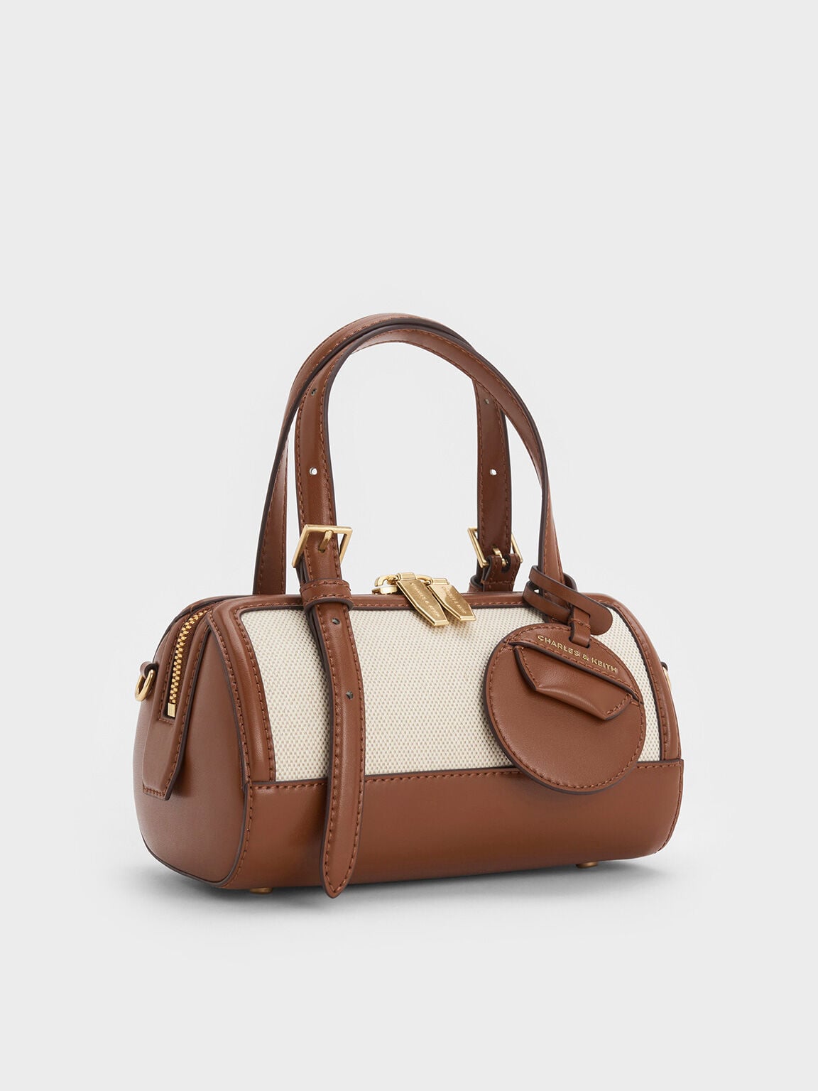 CHARLES & KEITH Exclusive | Enola Canvas Bowling Bag - Chocolate