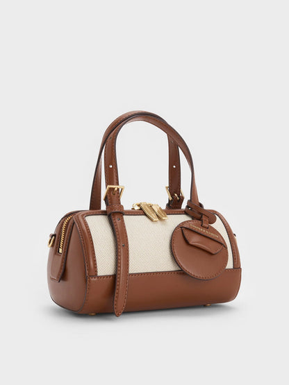 CHARLES & KEITH Exclusive | Enola Canvas Bowling Bag - Chocolate