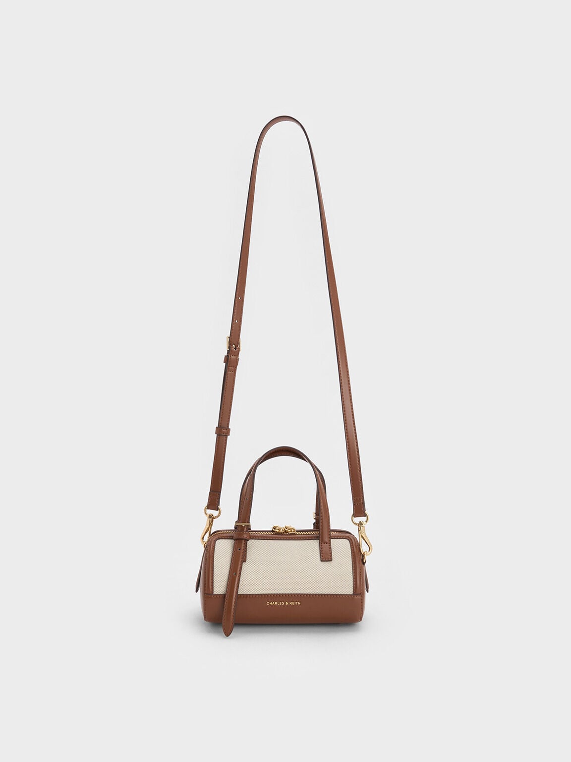 CHARLES & KEITH Exclusive | Enola Canvas Bowling Bag - Chocolate