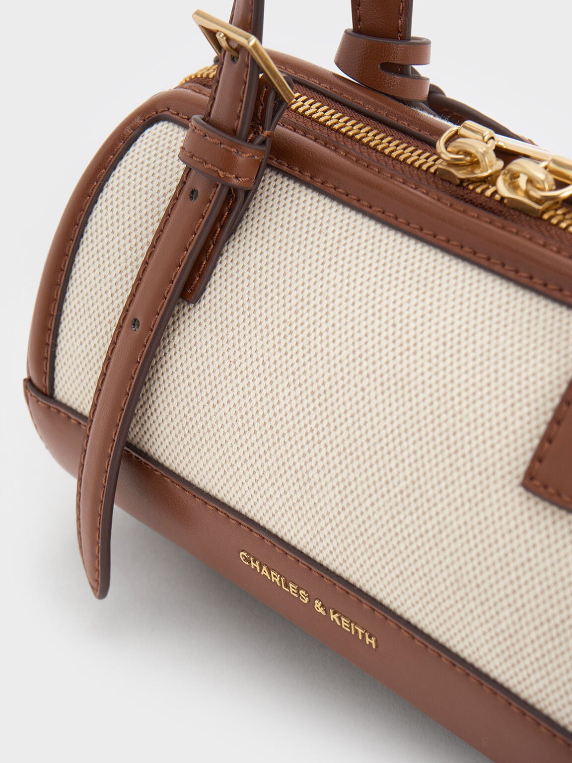 CHARLES & KEITH Exclusive | Enola Canvas Bowling Bag - Chocolate