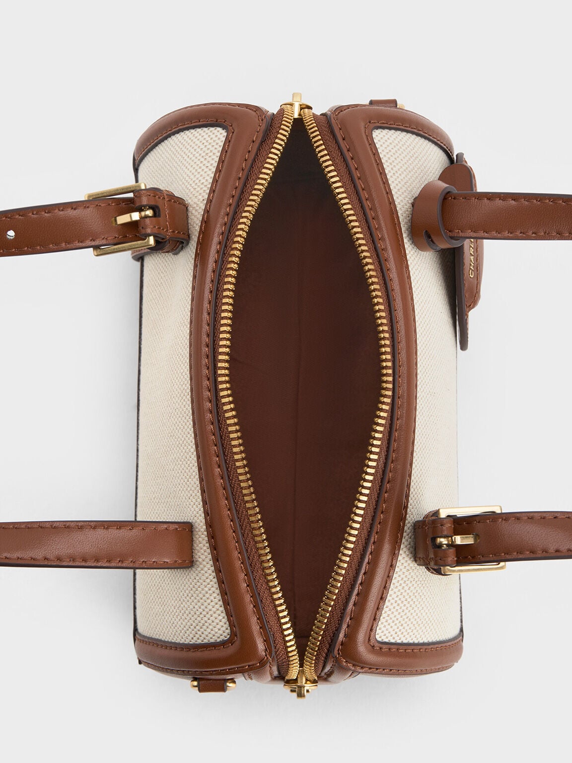 CHARLES & KEITH Exclusive | Enola Canvas Bowling Bag - Chocolate