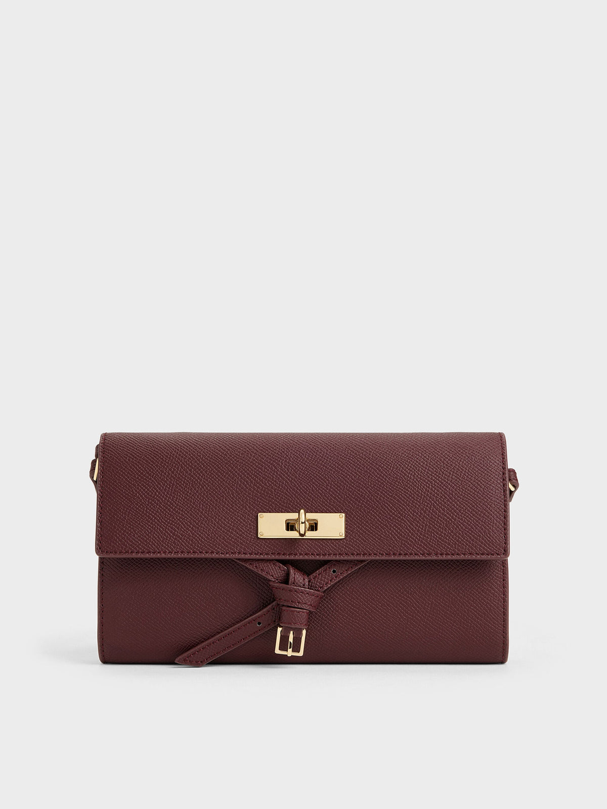 CHARLES & KEITH Customer Favorite | Tricha Knotted-Belt Crossbody Bag - Wineberry Red