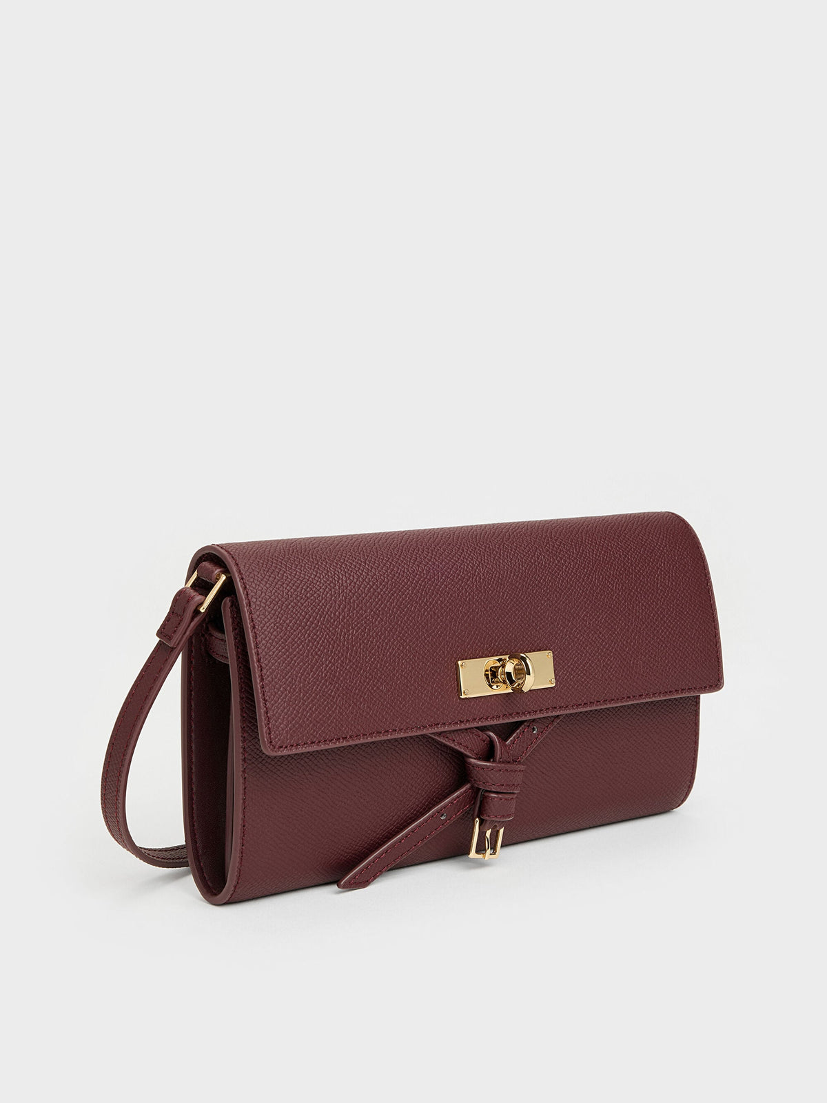 CHARLES & KEITH Customer Favorite | Tricha Knotted-Belt Crossbody Bag - Wineberry Red