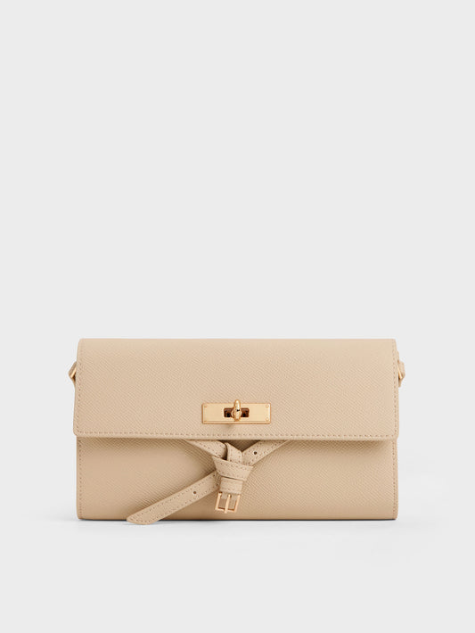 CHARLES & KEITH Latest | Tricha Knotted-Belt Crossbody Bag - Sand Beige