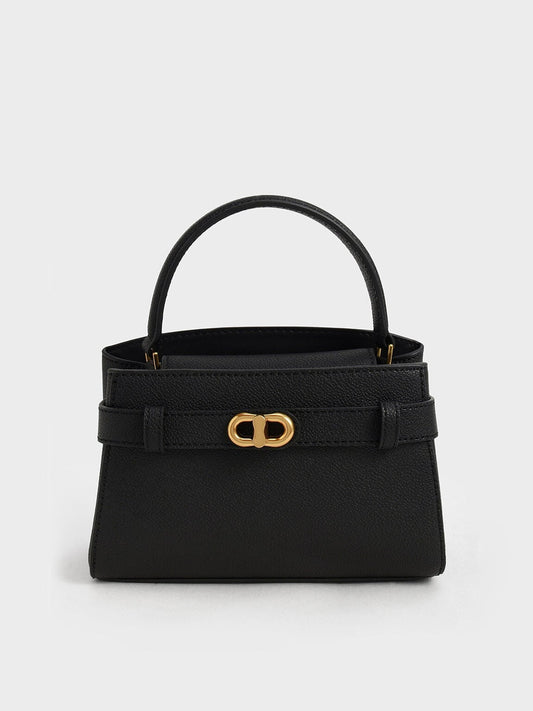 CHARLES & KEITH Discount | Aubrielle Belted Top Handle Bag - Black