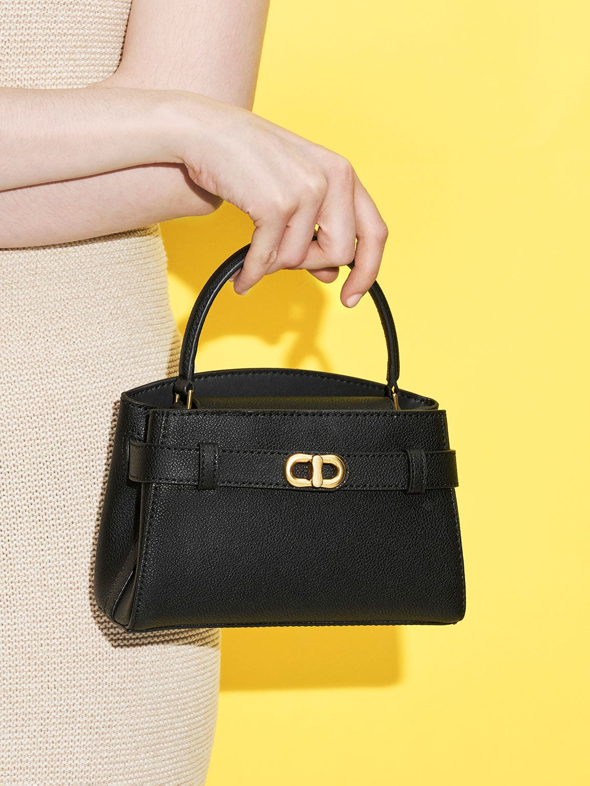 CHARLES & KEITH Discount | Aubrielle Belted Top Handle Bag - Black