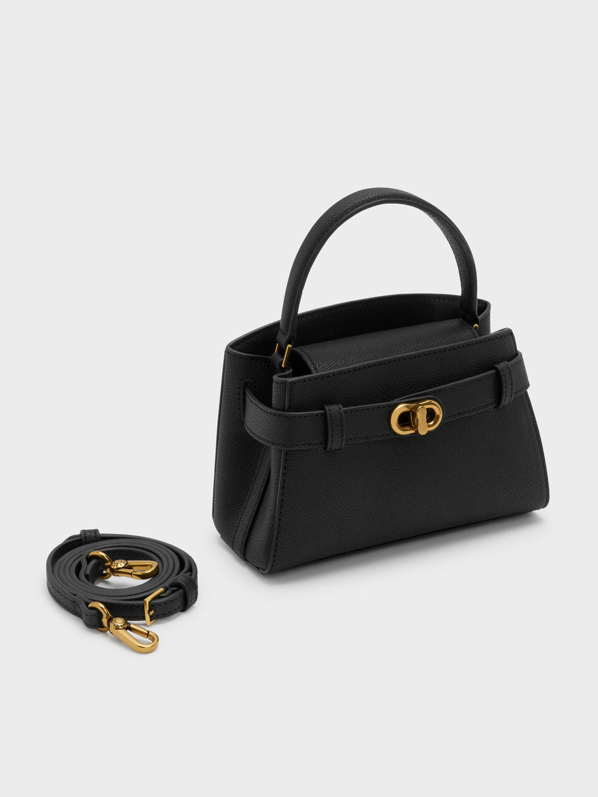 CHARLES & KEITH Discount | Aubrielle Belted Top Handle Bag - Black