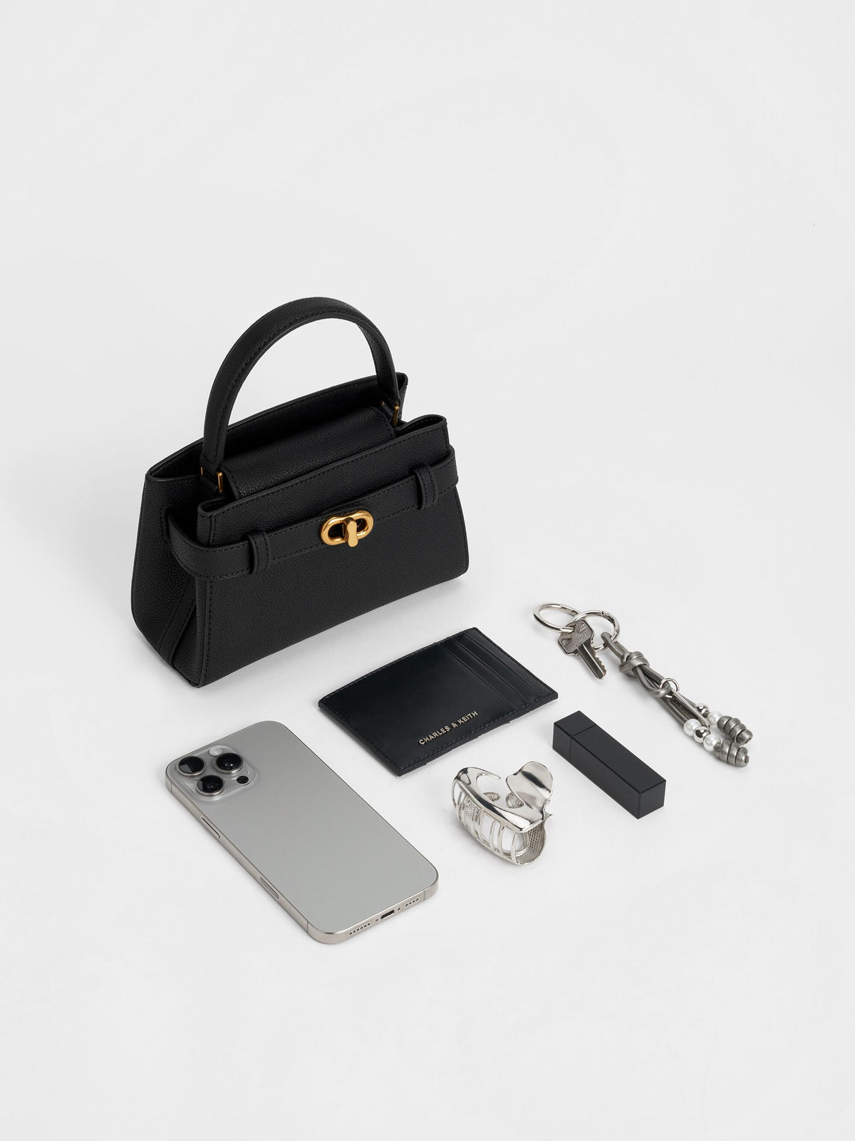 CHARLES & KEITH Discount | Aubrielle Belted Top Handle Bag - Black