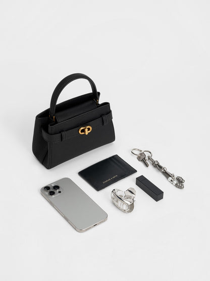CHARLES & KEITH Discount | Aubrielle Belted Top Handle Bag - Black