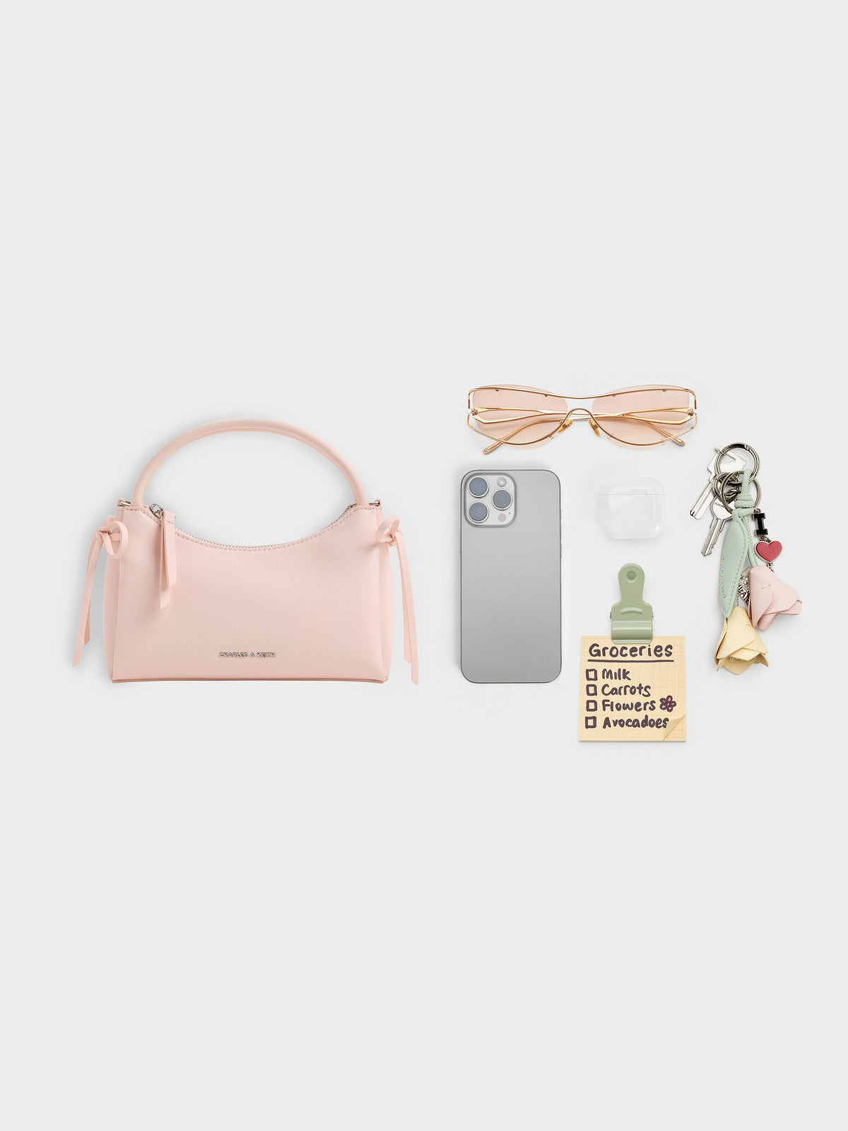 CHARLES & KEITH Trending | Hazel Bow Top Handle Bag - Soft Pink