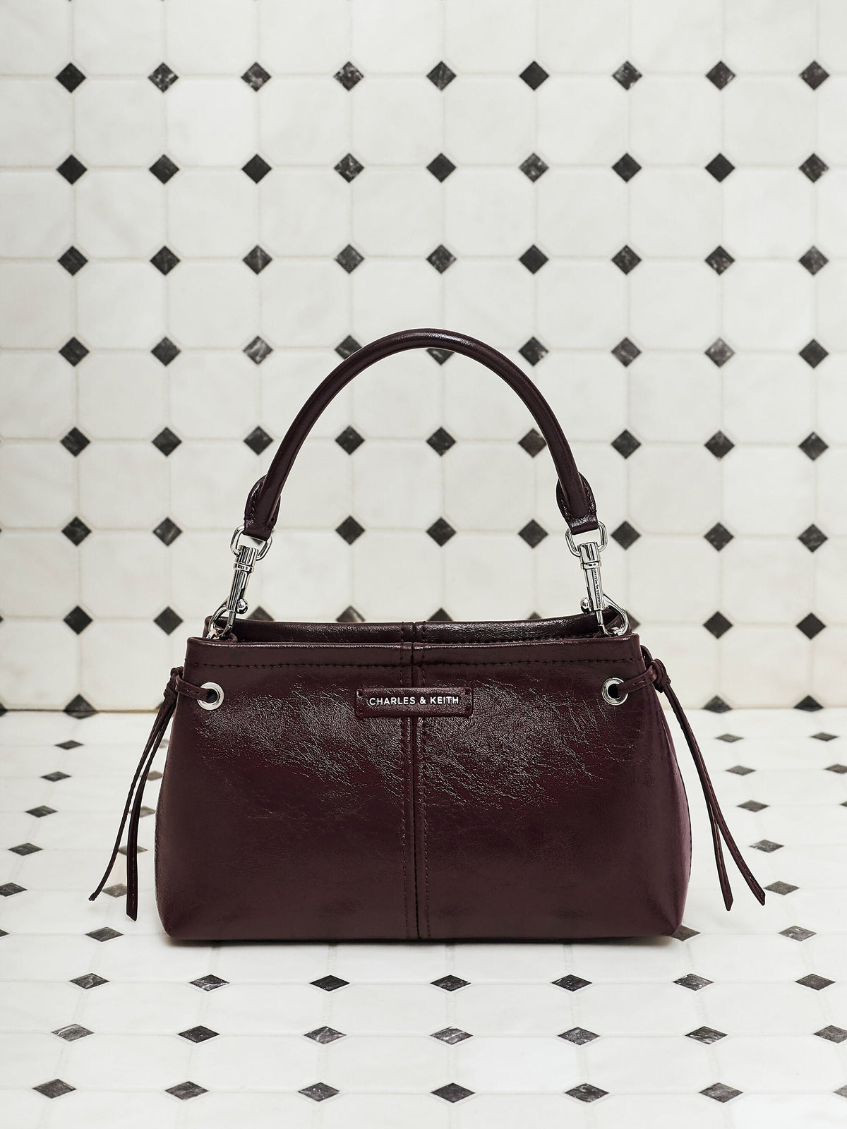 CHARLES & KEITH Recommended | Noane Top Handle Bag - Wineberry Red