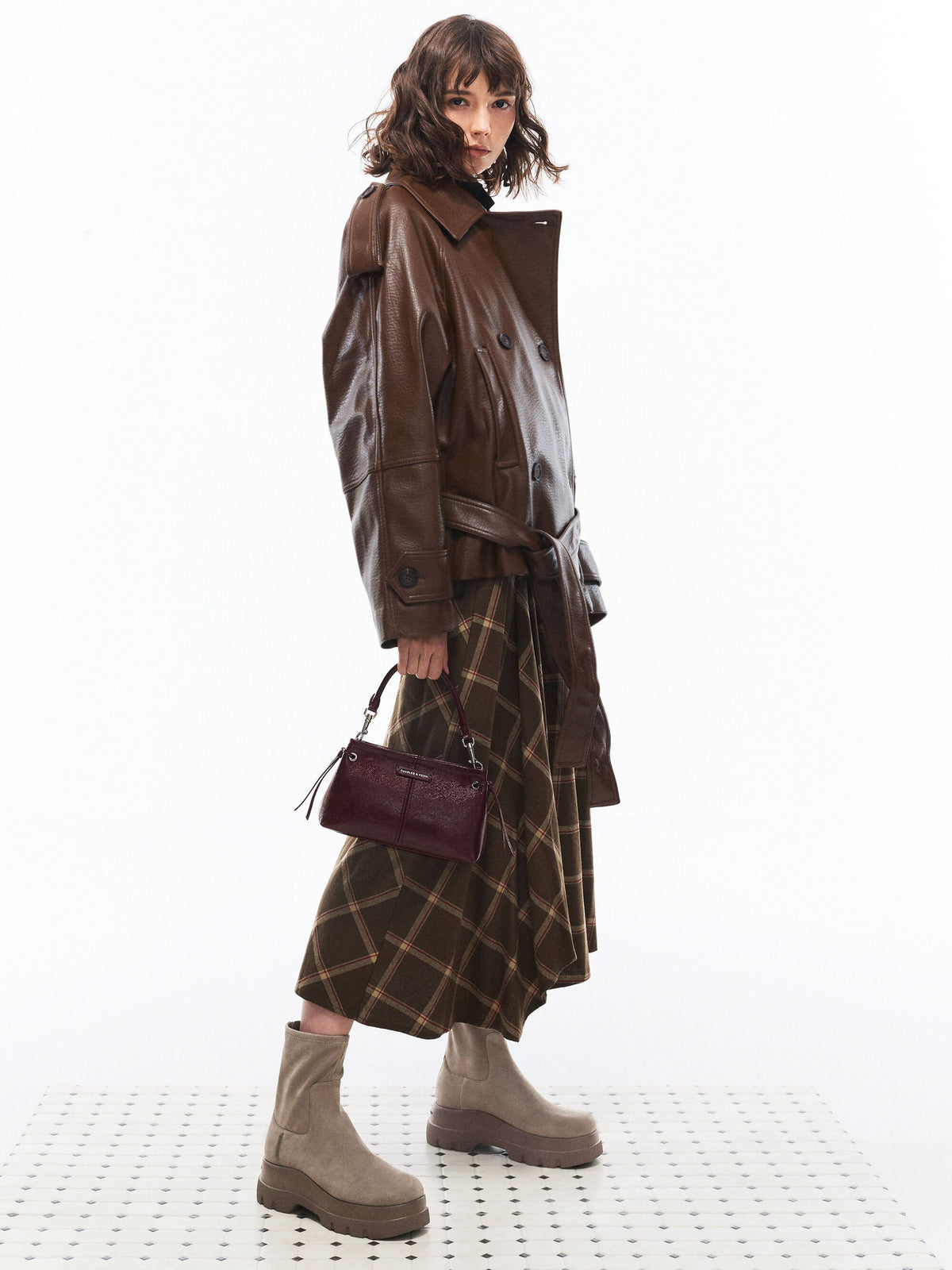 CHARLES & KEITH Recommended | Noane Top Handle Bag - Wineberry Red