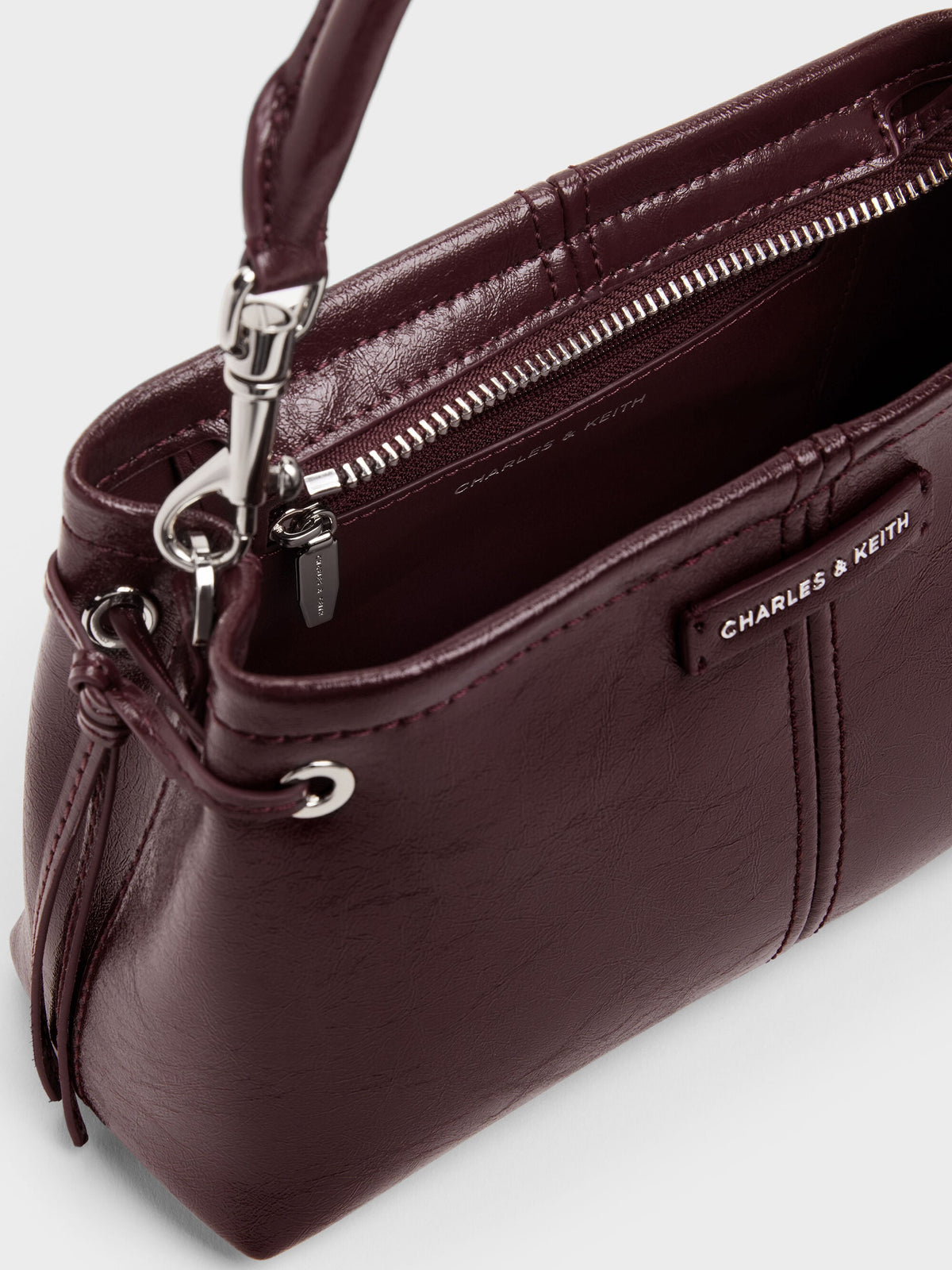 CHARLES & KEITH Recommended | Noane Top Handle Bag - Wineberry Red
