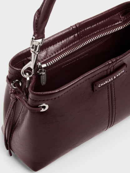 CHARLES & KEITH Recommended | Noane Top Handle Bag - Wineberry Red
