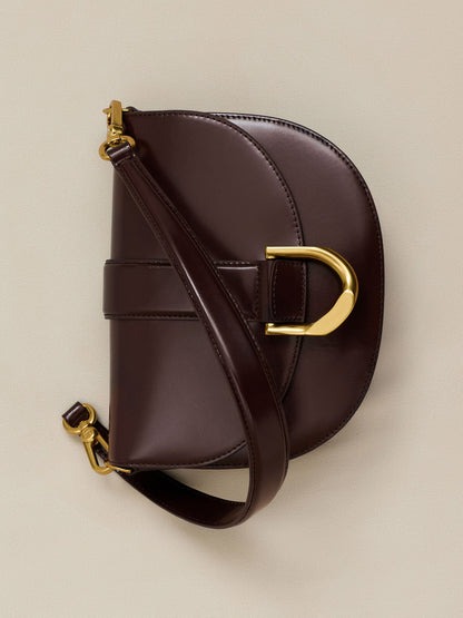 CHARLES & KEITH New | Gabine Leather Saddle Bag - Plum
