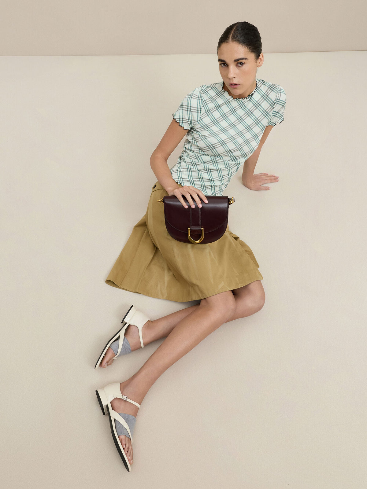 CHARLES & KEITH New | Gabine Leather Saddle Bag - Plum