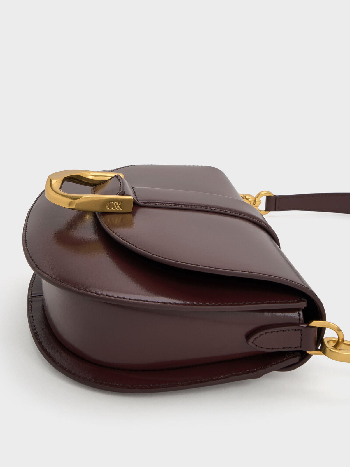 CHARLES & KEITH New | Gabine Leather Saddle Bag - Plum