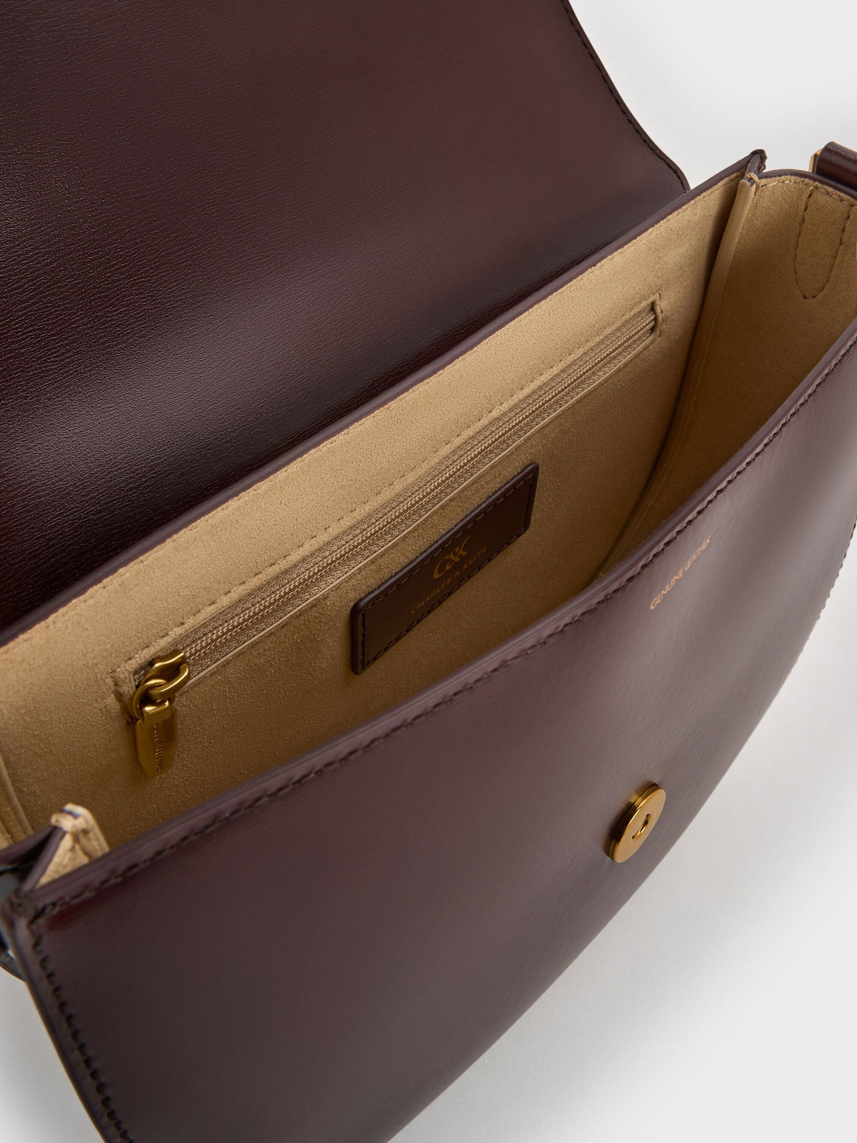 CHARLES & KEITH New | Gabine Leather Saddle Bag - Plum