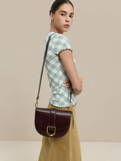 CHARLES & KEITH New | Gabine Leather Saddle Bag - Plum