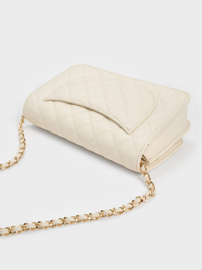 CHARLES & KEITH Top Pick | Cressida Quilted Push-Lock Clutch - Cream