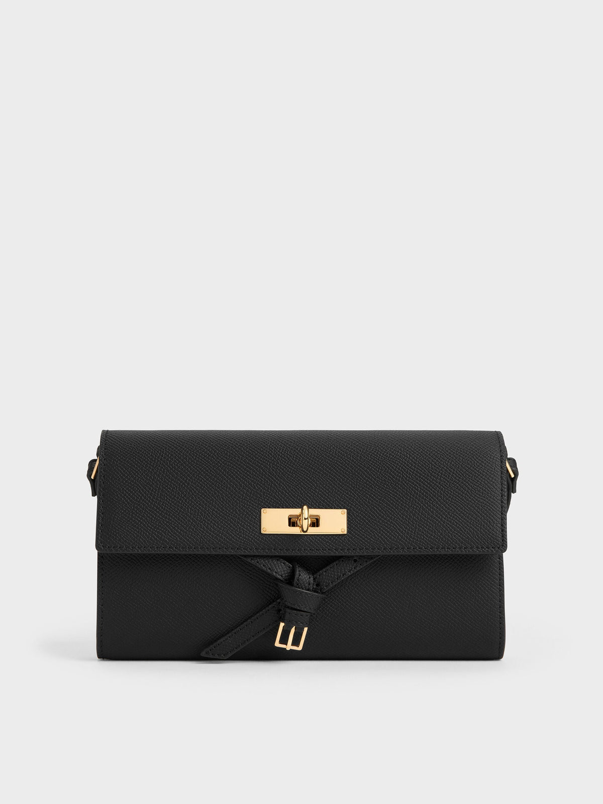CHARLES & KEITH Essential | Tricha Knotted-Belt Crossbody Bag - Black