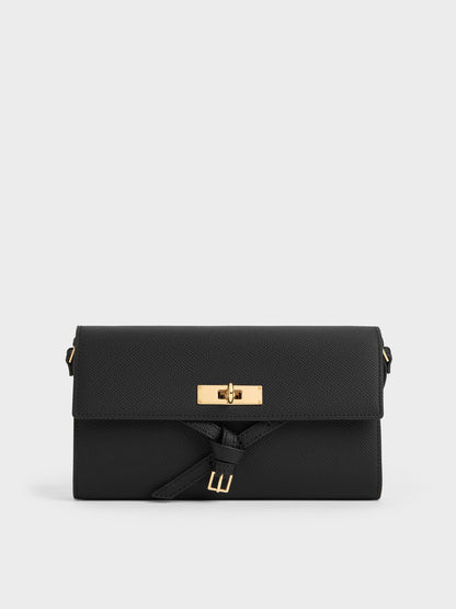 CHARLES & KEITH Essential | Tricha Knotted-Belt Crossbody Bag - Black