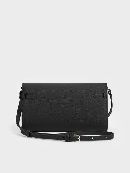CHARLES & KEITH Essential | Tricha Knotted-Belt Crossbody Bag - Black
