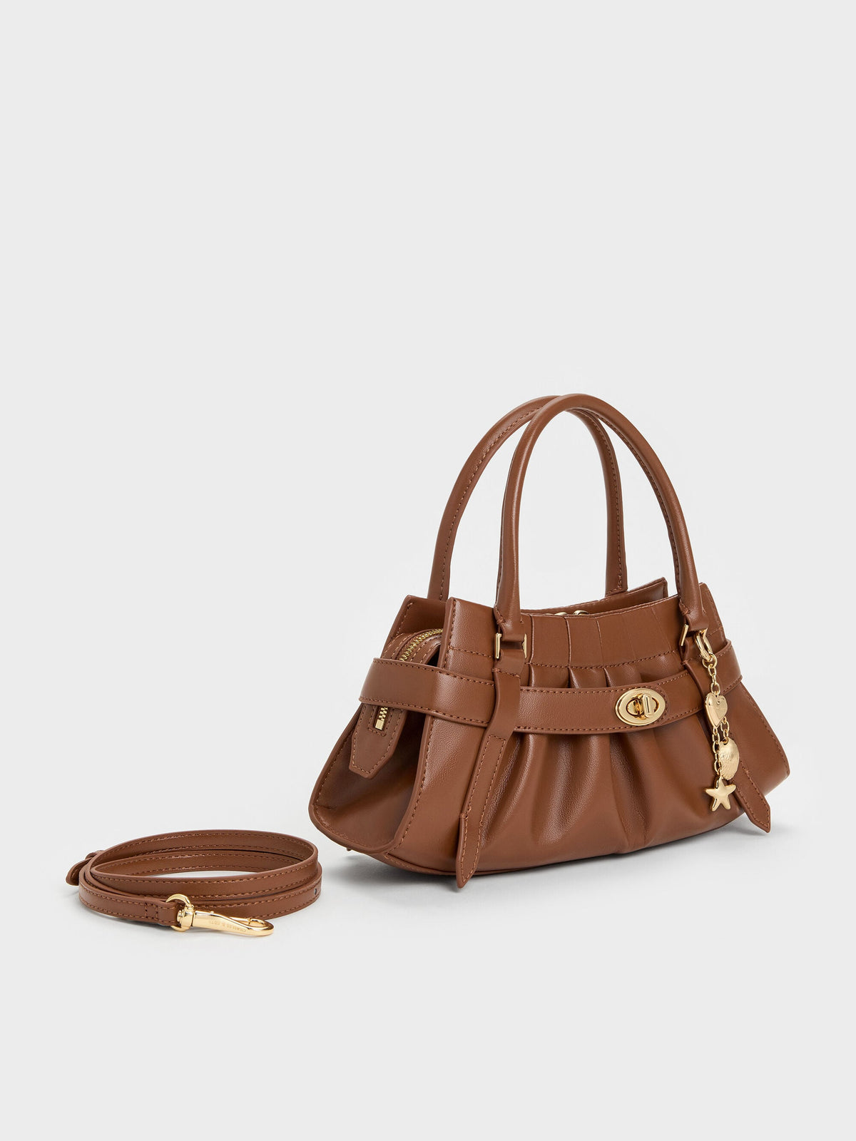 CHARLES & KEITH Discount | Isolde Belted Ruched Crossbody Bag - Chocolate
