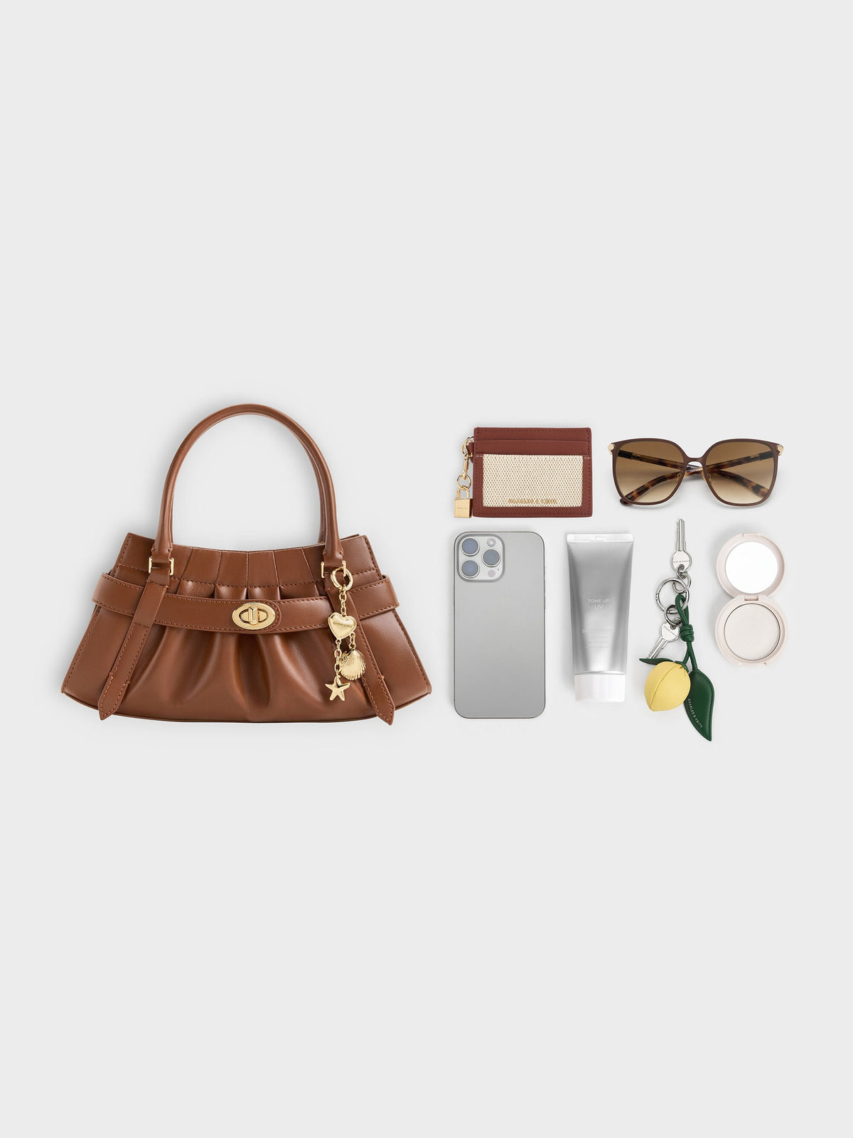 CHARLES & KEITH Discount | Isolde Belted Ruched Crossbody Bag - Chocolate