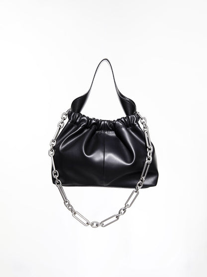 CHARLES & KEITH Customer Favorite | Ally Ruched Chain-Handle Bag - Noir