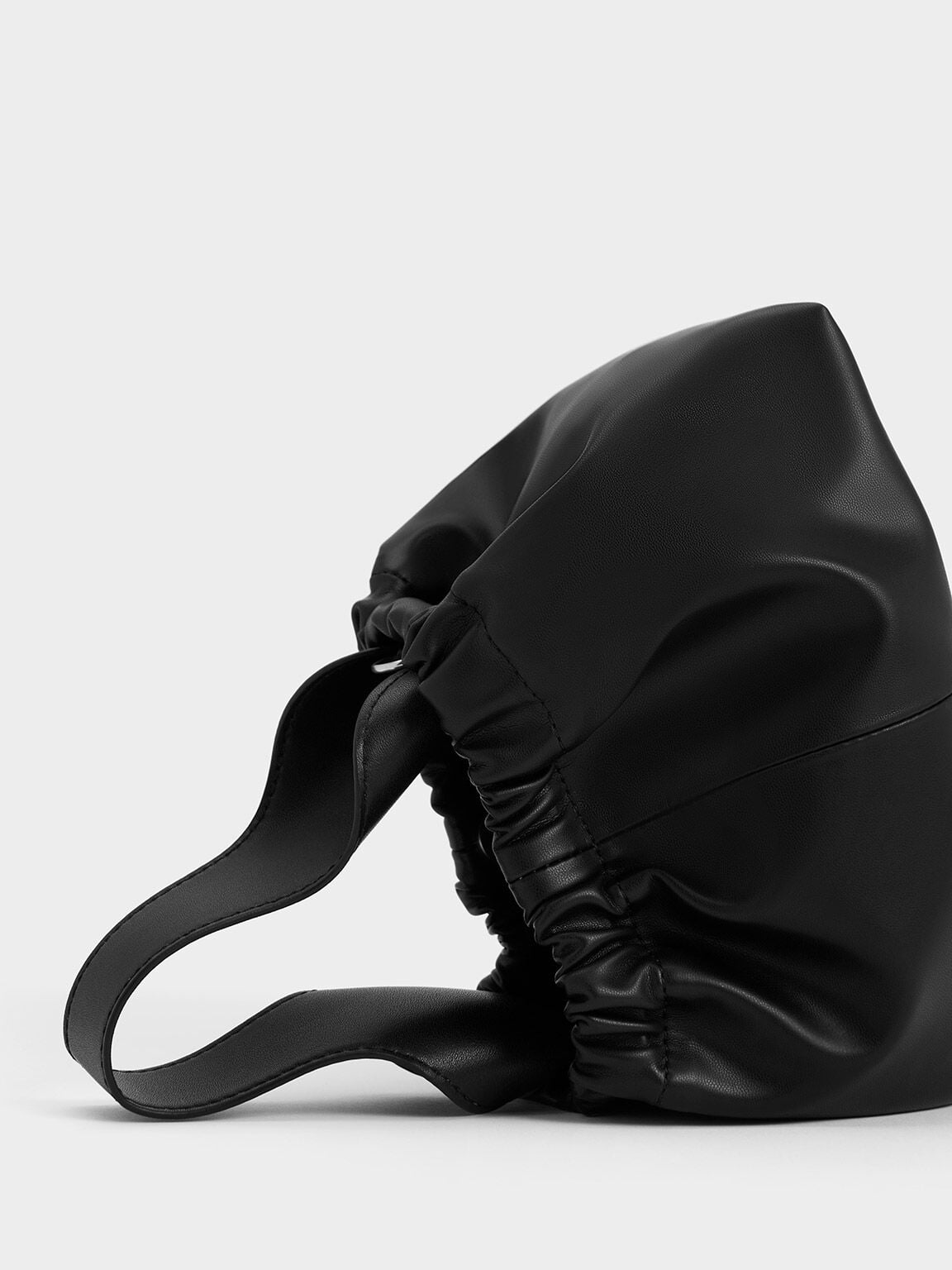 CHARLES & KEITH Customer Favorite | Ally Ruched Chain-Handle Bag - Noir