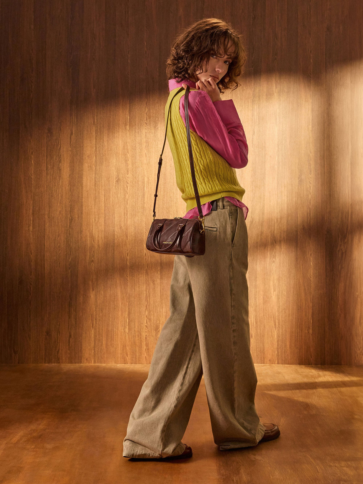 CHARLES & KEITH Signature | Philomena Bowling Bag - Distressed Coffee