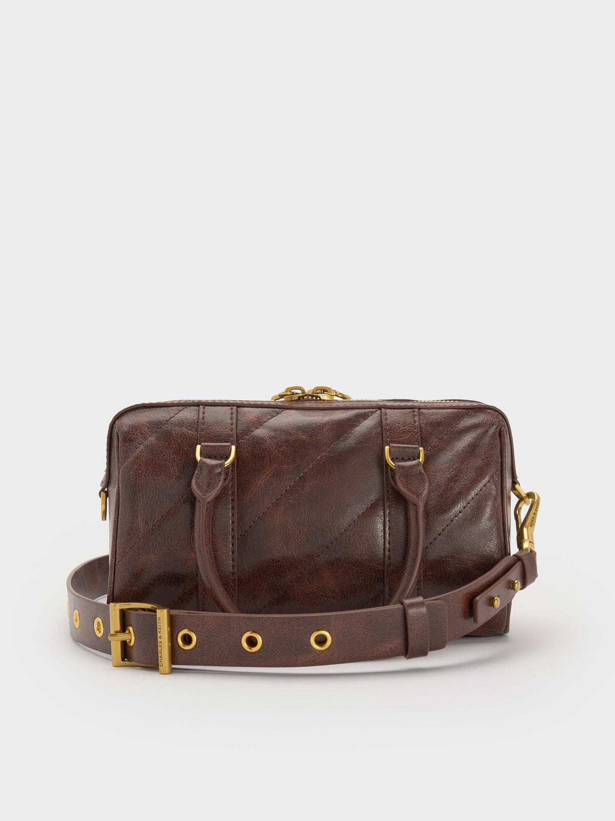 CHARLES & KEITH Signature | Philomena Bowling Bag - Distressed Coffee