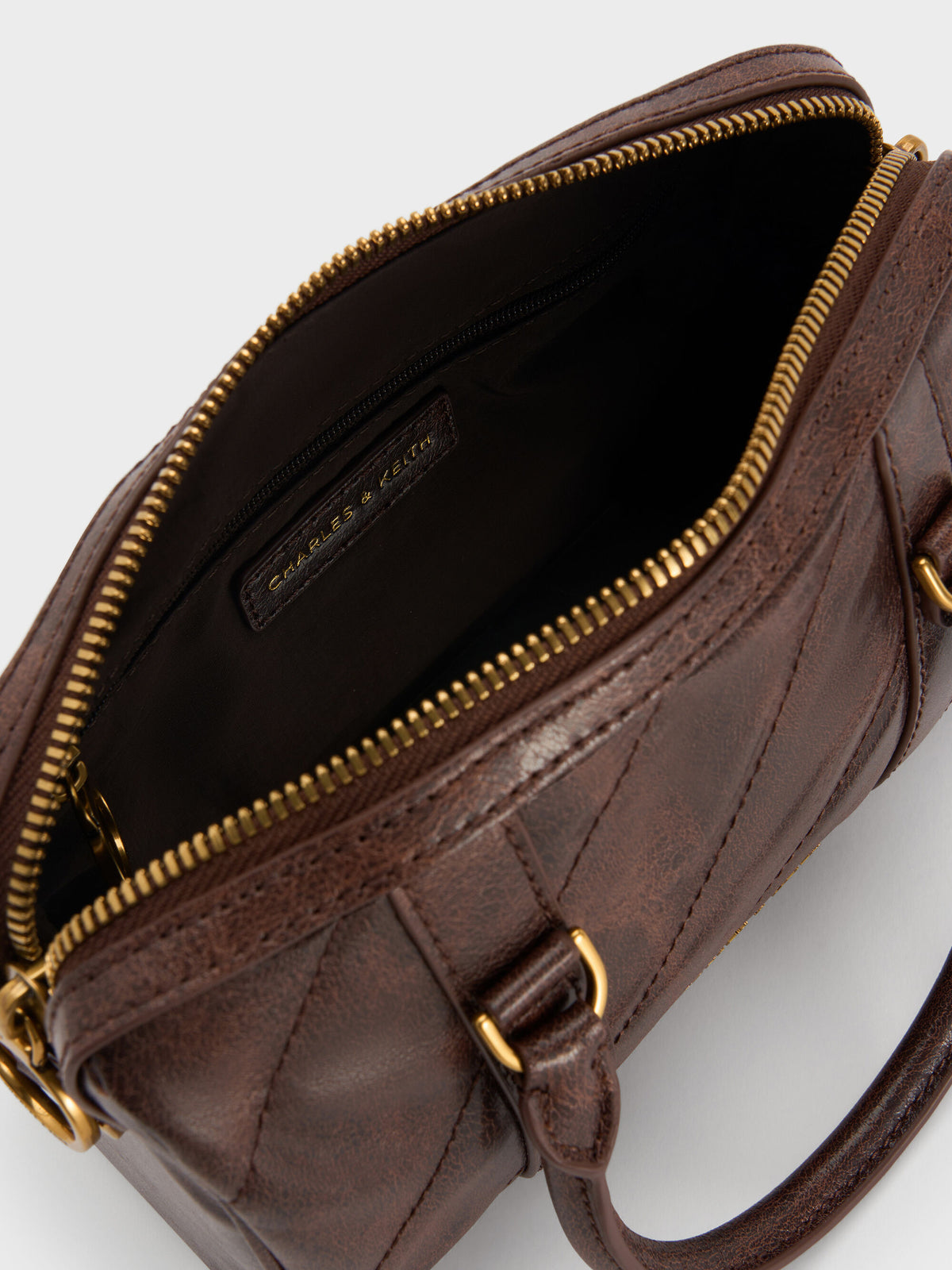 CHARLES & KEITH Signature | Philomena Bowling Bag - Distressed Coffee
