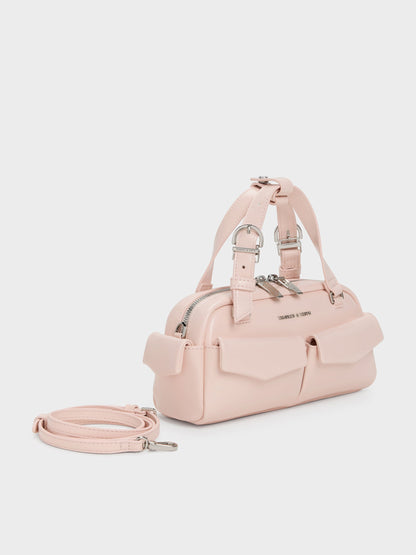 CHARLES & KEITH Featured | Rachel Multi-Pocket Bowling Bag - Soft Pink