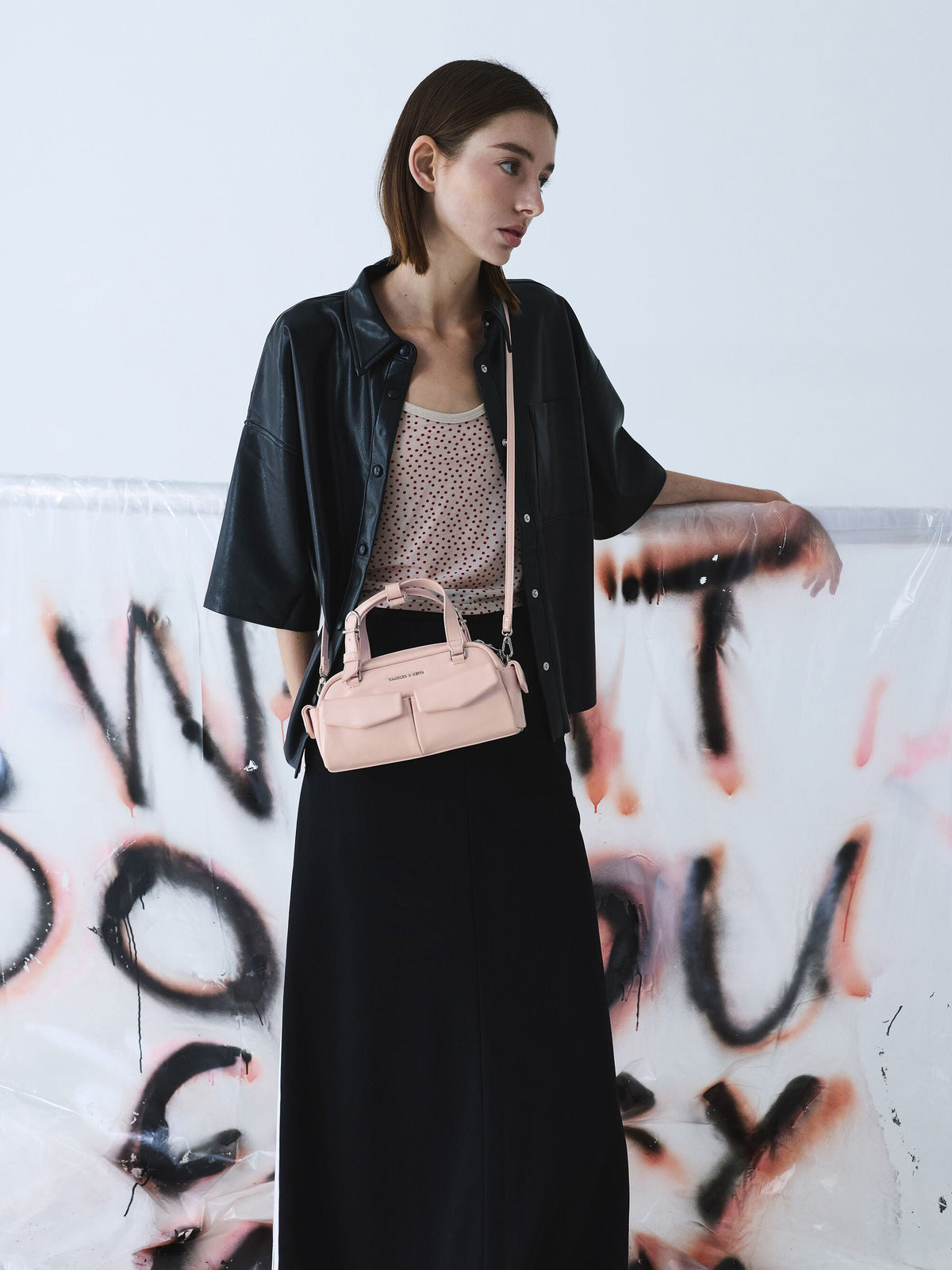 CHARLES & KEITH Featured | Rachel Multi-Pocket Bowling Bag - Soft Pink