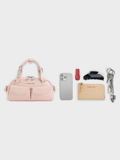 CHARLES & KEITH Featured | Rachel Multi-Pocket Bowling Bag - Soft Pink