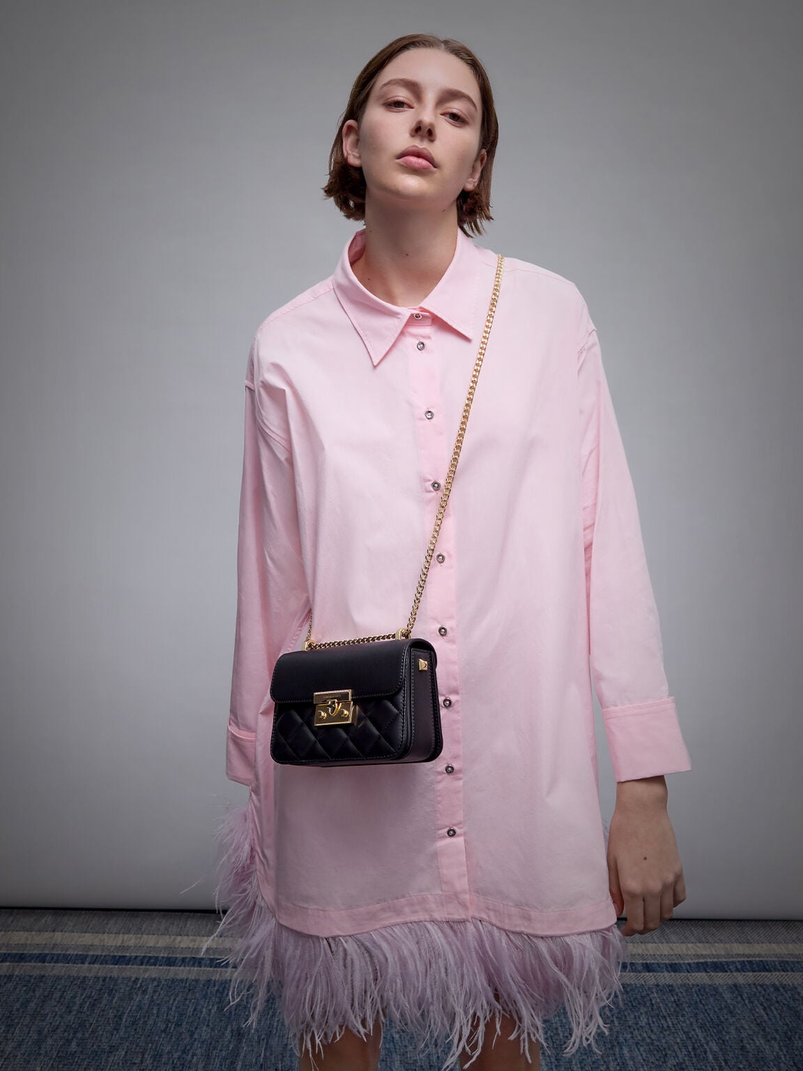 CHARLES & KEITH Sale | Alva Quilted Chain-Handle Bag - Black