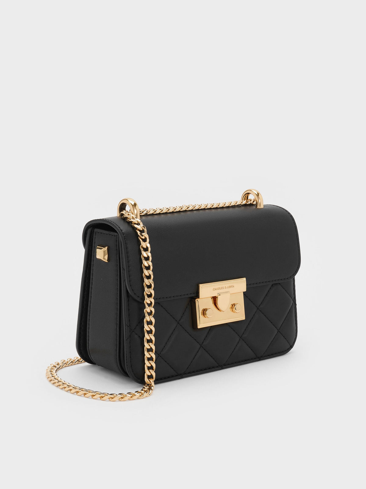 CHARLES & KEITH Sale | Alva Quilted Chain-Handle Bag - Black
